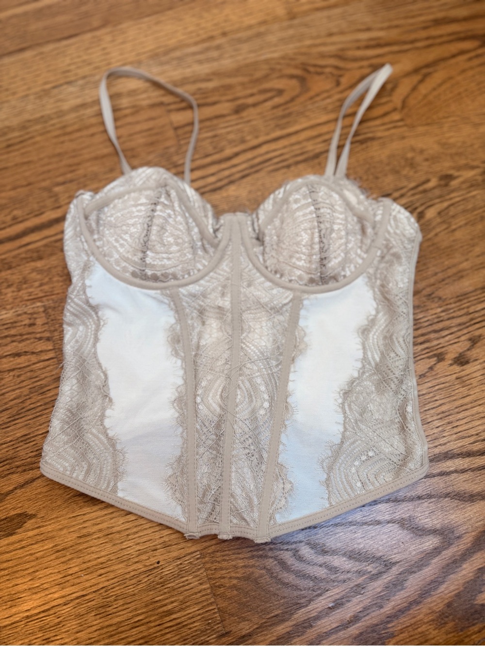 Garage Lace Bustier Corset Top in Beige/Cream